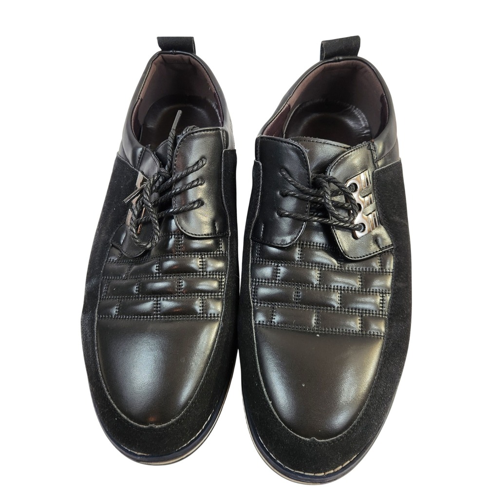 Gatsby Men's 898 Oxford No-Stripe Orthopedic Black Leather Shoes Size 12 EU 46‎